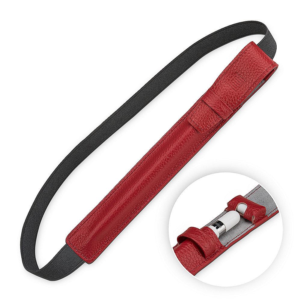 StilGut Pencil-Halter m. Adapter-Fach für iPad Pro 12.9, rot