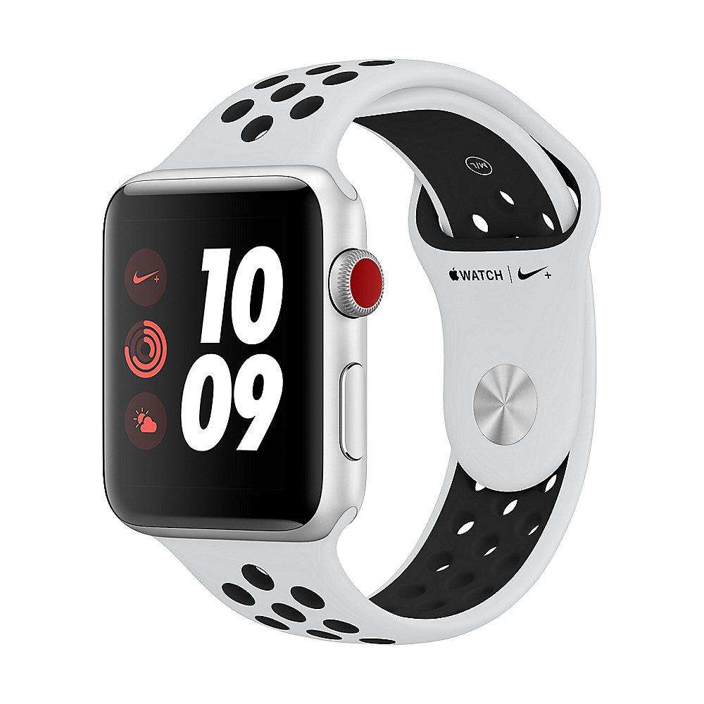 Apple Watch Nike  LTE 42mm Aluminiumgehäuse Silber Sportarmband Platinum Schwarz