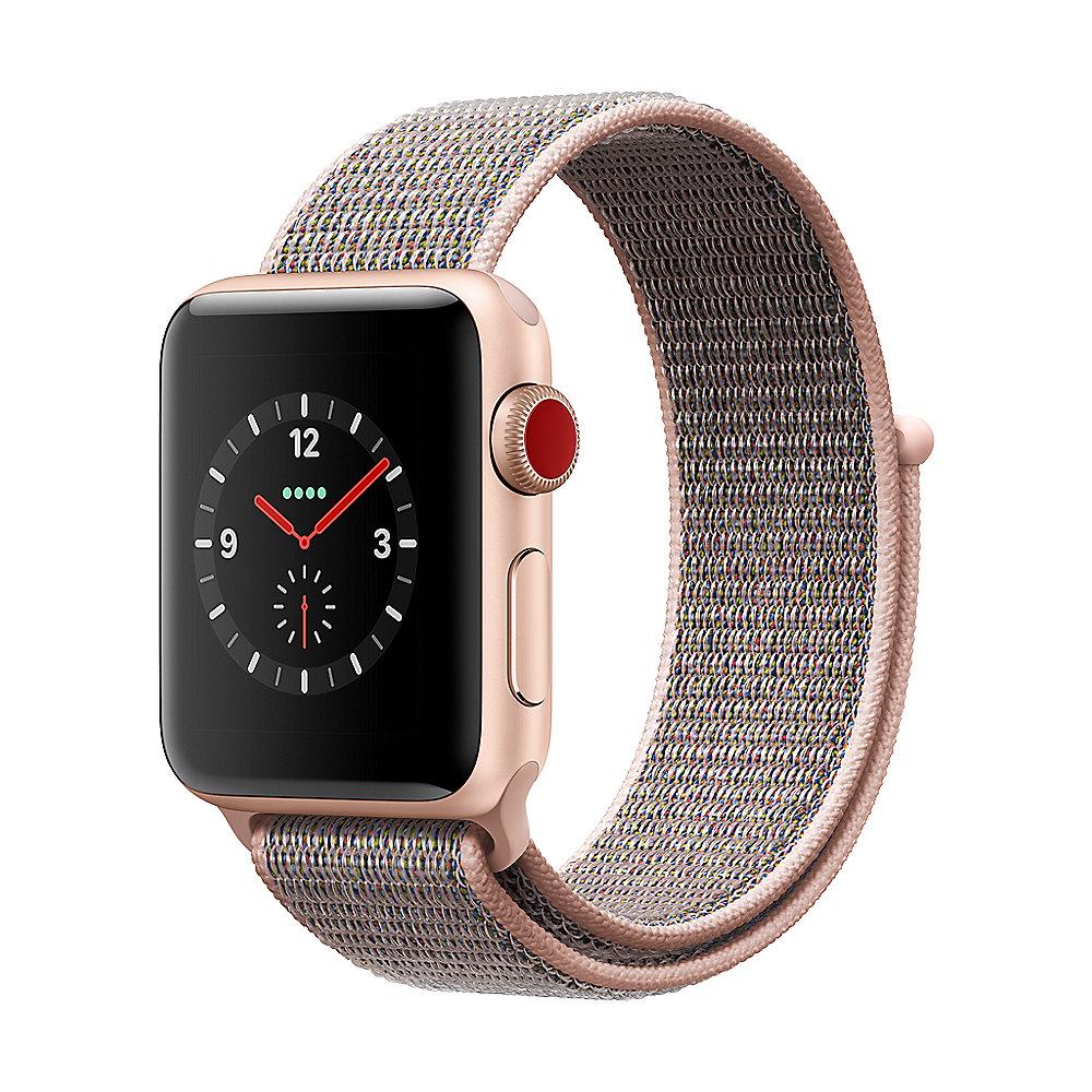 Apple Watch Series 3 LTE 38mm Aluminiumgehäuse Gold mit Sport Loop Sandrosa