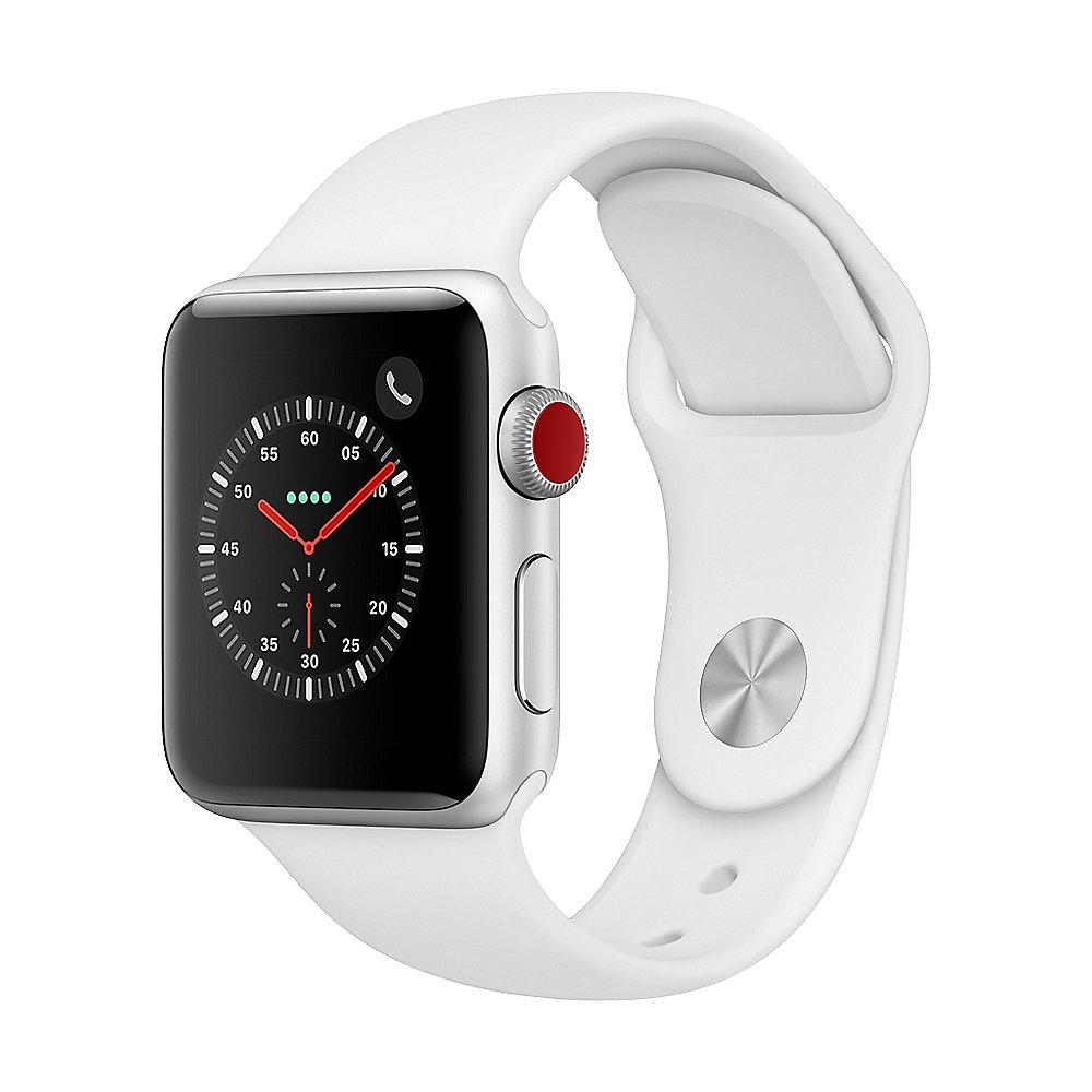 Apple Watch Series 3 LTE 38mm Aluminiumgehäuse Silber mit Sportarmband Weiß