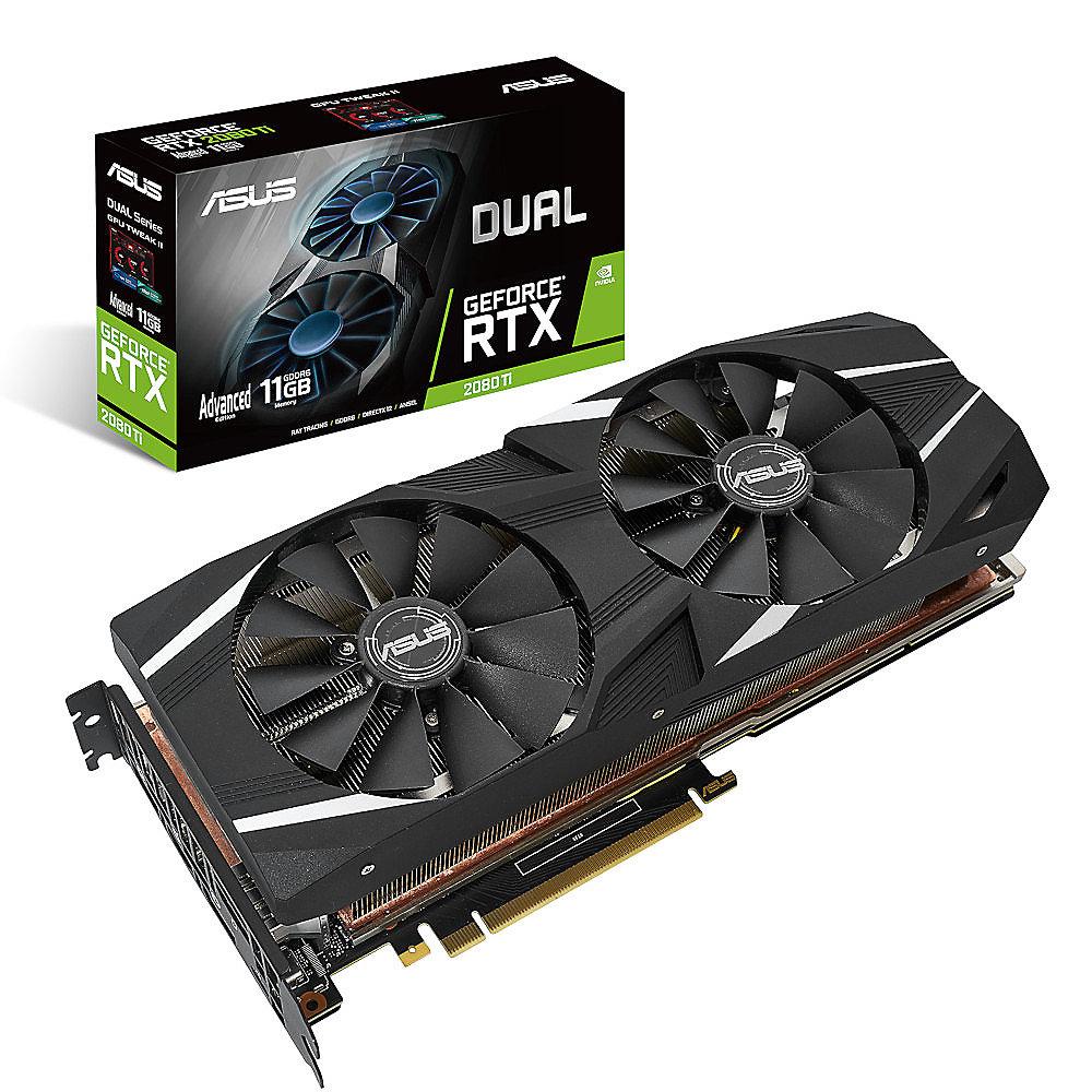 Asus GeForce RTX 2080Ti Dual Adv. 11 GB GDDR6 Grafikkarte 3xDP/HDMI/USB (Typ C)