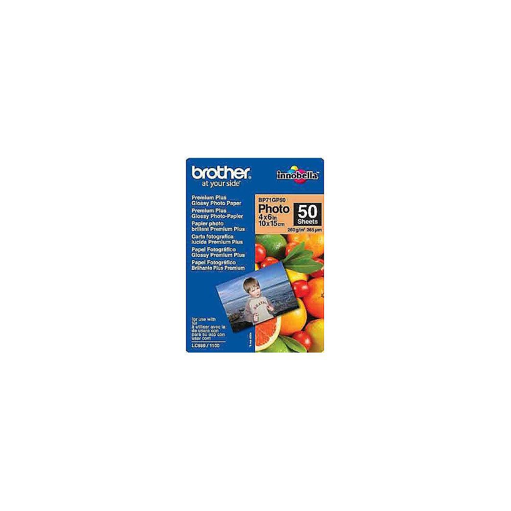 Brother BP71GP50 Fotopapier-A6, Paket mit 50 Blatt, 260 g/qm