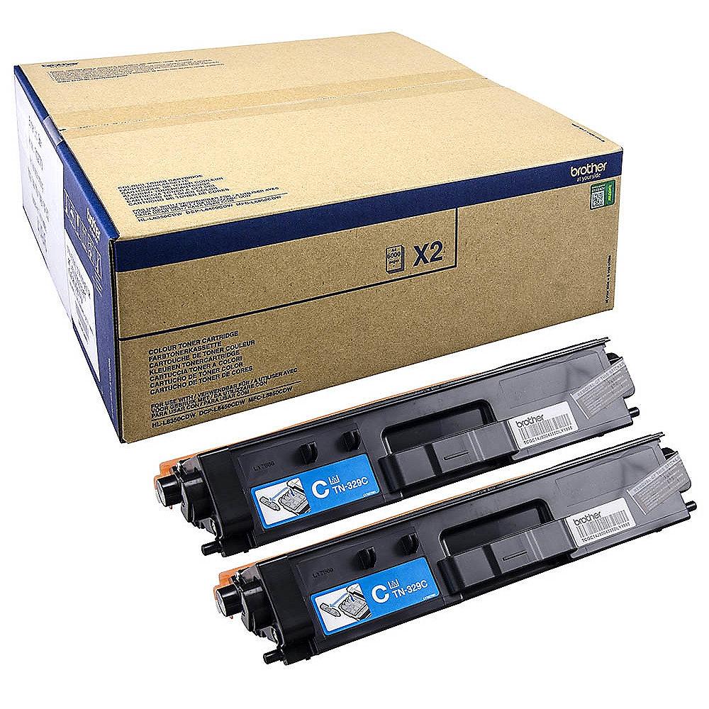 Brother TN-329C Toner Doppelpack cyan 2x6.000 Seiten Super Jumbo