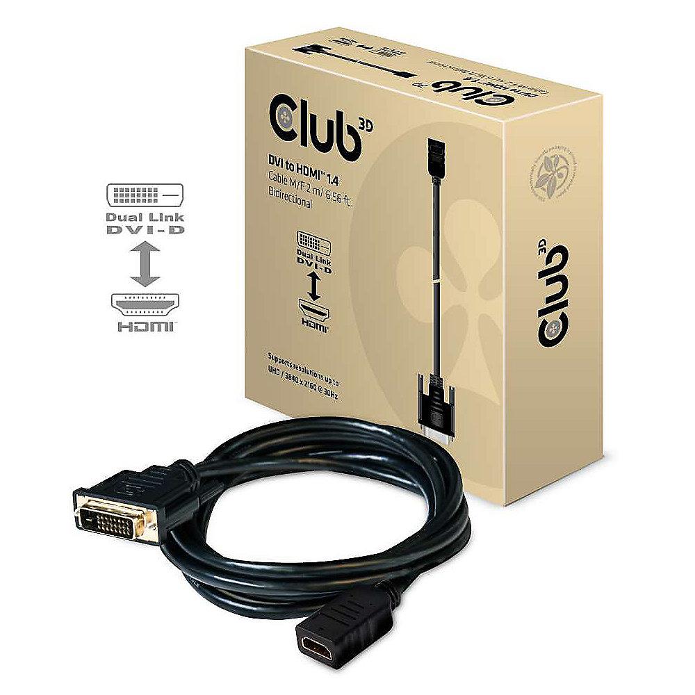 Club 3D HDMI Adapterkabel 2m HDMI zu DVI-D bidirektional schwarz CAC-1211, Club, 3D, HDMI, Adapterkabel, 2m, HDMI, DVI-D, bidirektional, schwarz, CAC-1211