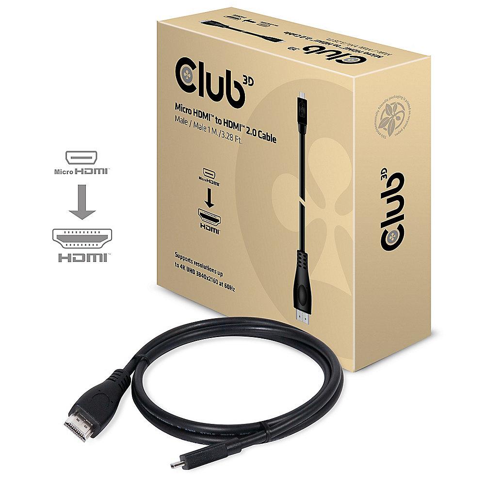 Club 3D HDMI Kabel 1m micro HDMI zu HDMI 2.0 UHD bidirektional St./St. CAC-1351