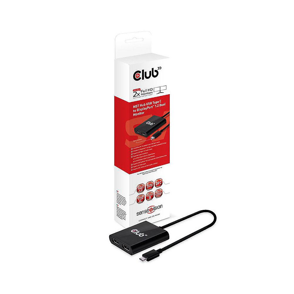 Club 3D MST Hub USB 3.1 Gen1 Typ C auf DisplayPort 1.2 Dual Monitor CSV-1545, Club, 3D, MST, Hub, USB, 3.1, Gen1, Typ, C, DisplayPort, 1.2, Dual, Monitor, CSV-1545