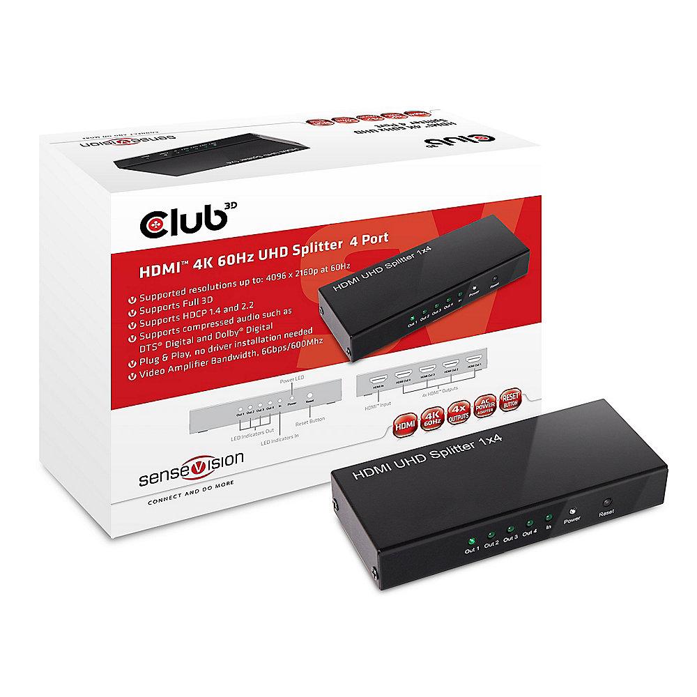 Club 3D SenseVision HDMI 2.0 4K 60Hz UHD Splitter 4-Port CSV-1380