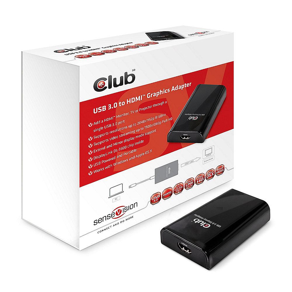 Club 3D USB 3.0 Grafikadapter 0,6m USB 3.0 zu HDMI St./Bu. schwarz CSV-2300H