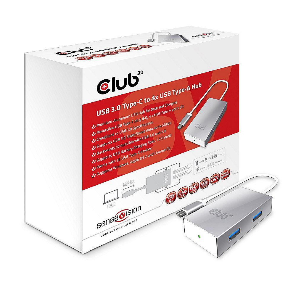 Club 3D USB 3.0 Typ-C auf 4x USB Typ-A Hub BC1.2 Schnell-Laden CSV-1541