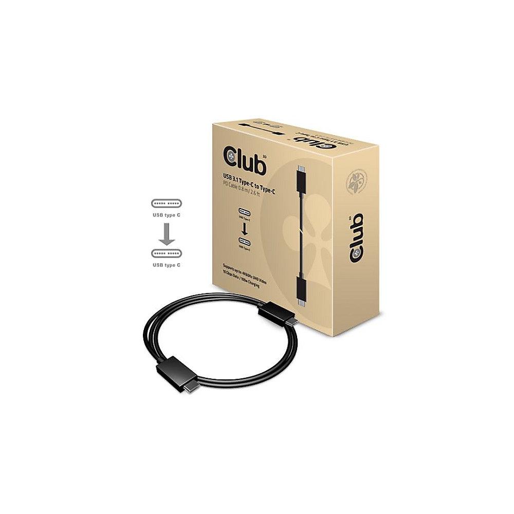 Club 3D USB 3.1 Kabel 0,8m Typ-C Power Delivery 4K 60Hz St./St. schwarz CAC-1522, Club, 3D, USB, 3.1, Kabel, 0,8m, Typ-C, Power, Delivery, 4K, 60Hz, St./St., schwarz, CAC-1522