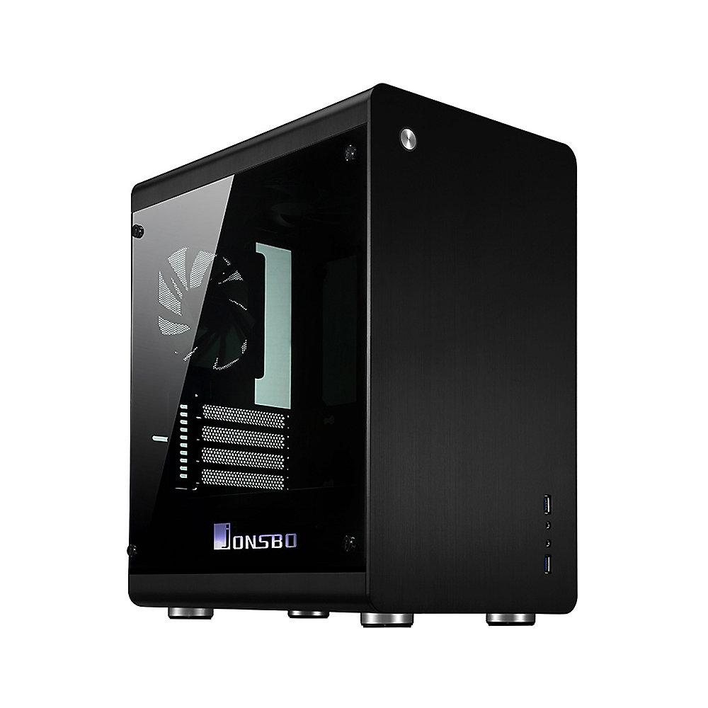 Cooltek Jonsbo RM3 Mini Tower mATX Gehäuse mit Seitenfenster, USB3.0, Schwarz