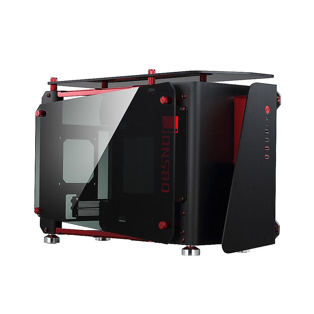 Cooltek MOD1 Mini Tower ITX Gehäuse, schwarz/rot mit Seitenfenster