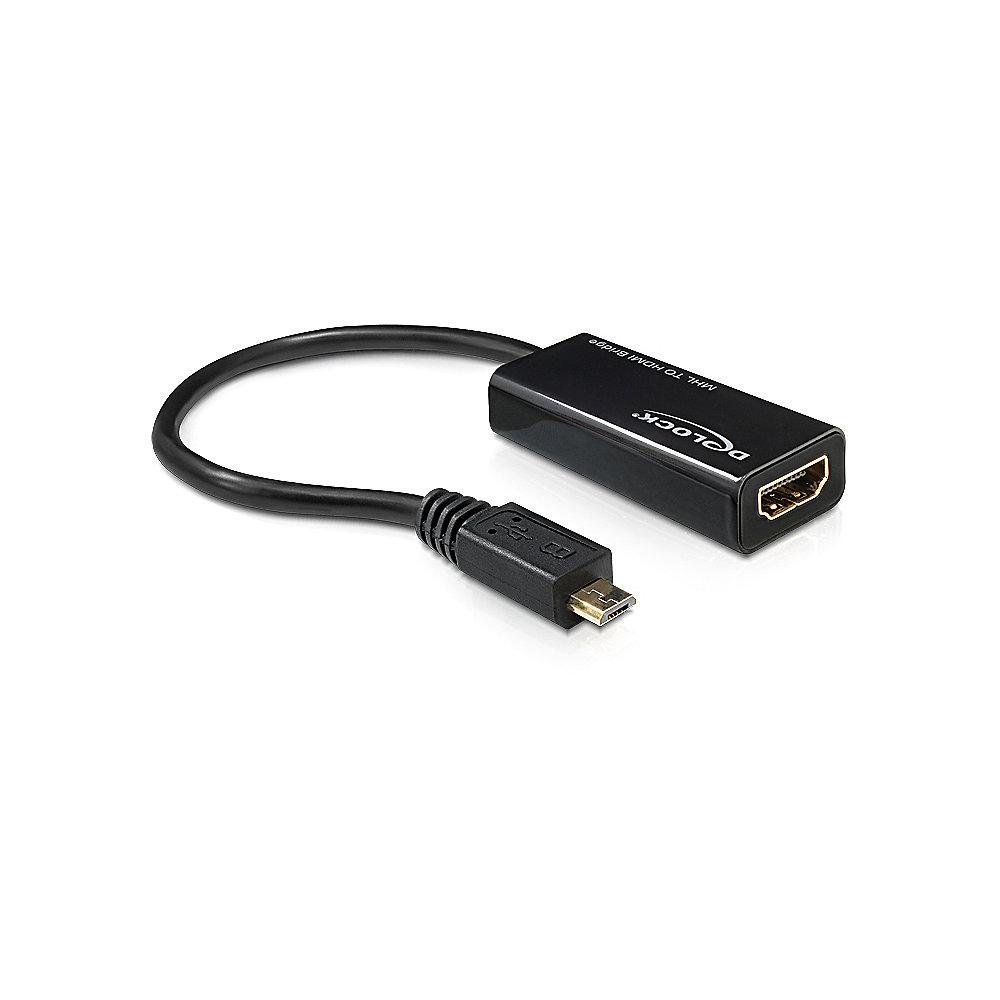 DeLOCK MHL Adapter 0,15m USB micro-B St. zu HDMI A   micro-B Bu. 65314 schwarz