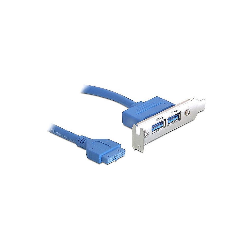 DeLOCK Slotblech USB3.0 19Pin Pin Header 1x ext. 2x Bu. ext. LP