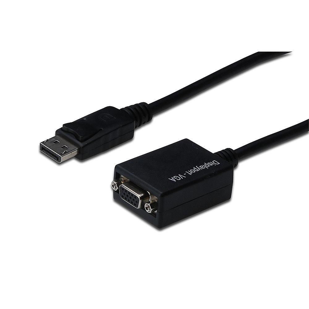 DIGITUS DisplayPort 1.2 Adapterkabel 0,15m DP zu VGA St./Bu. schwarz