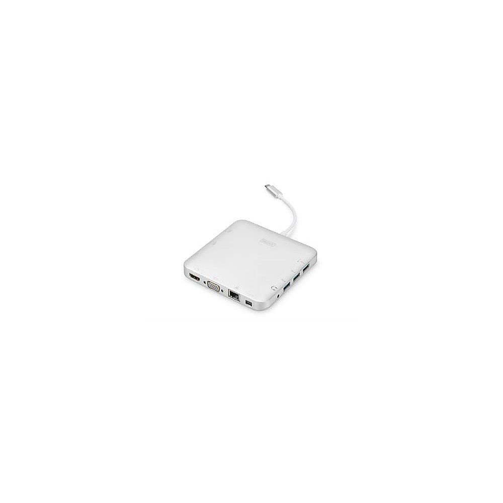 Digitus Universal Docking Station USB Typ-C MicroSD SD/MMC VGA HDMI Alu. silber