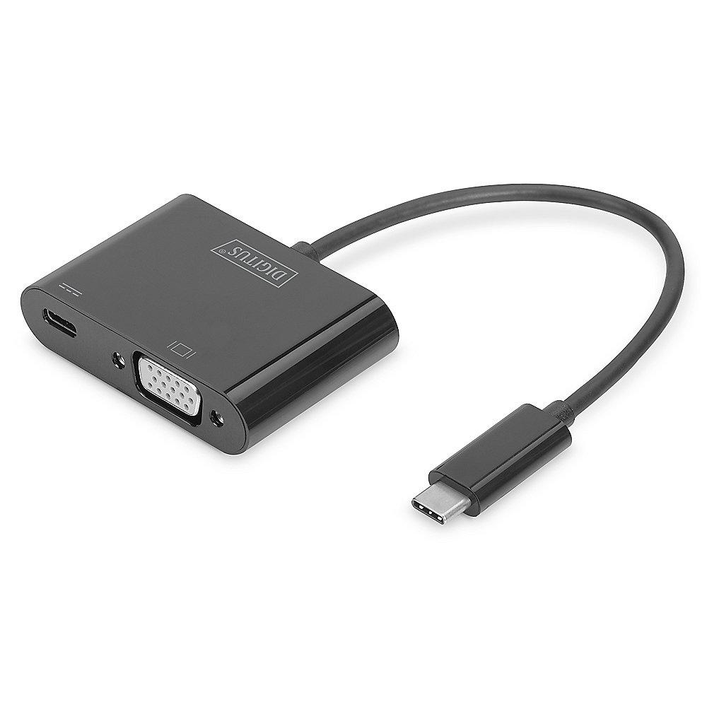 DIGITUS USB 3.1 Typ-C zu VGA Grafikadapter USB-C PD schwarz DA-70857