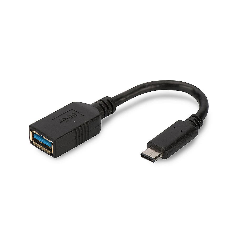 DIGITUS USB Adapterkabel 0,15m Typ-C zu A Super Speed OTG St./Bu. schwarz
