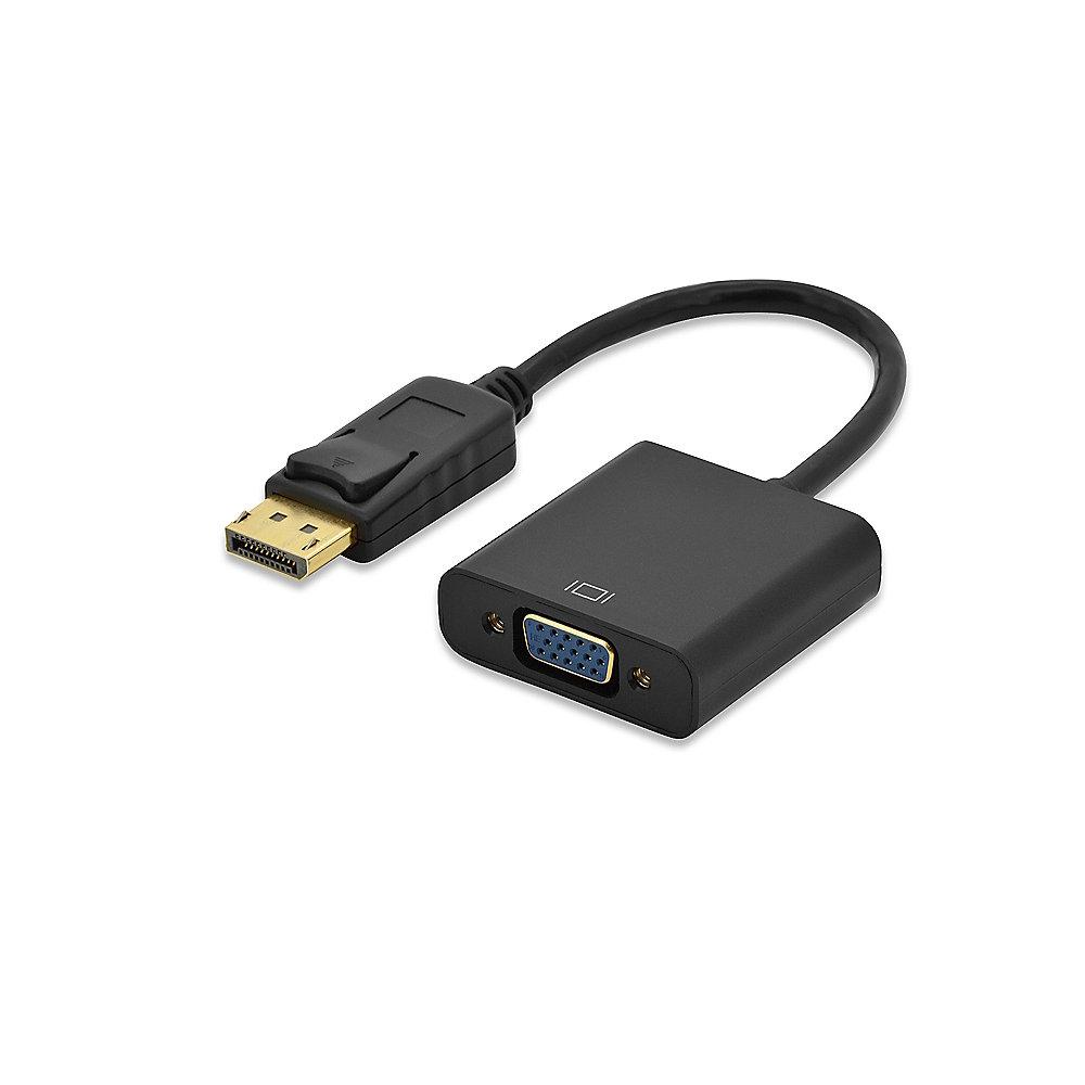 ednet DisplayPort Adapterkabel 0,15m DP zu VGA (HD15) vergoldet St./Bu. schwarz