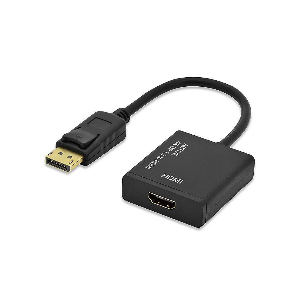 ednet DisplayPort Adapterkabel 0,2m DP zu HDMI 4K Ultra HD aktiv St./Bu. schwarz