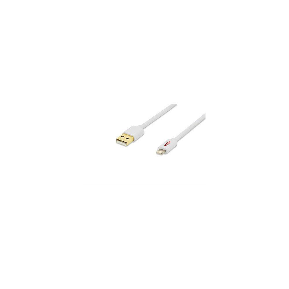 ednet iPhone Lade- & Datenkabel 3m USB2.0 A zu Lightning iP5/6/7 St./St. weiß