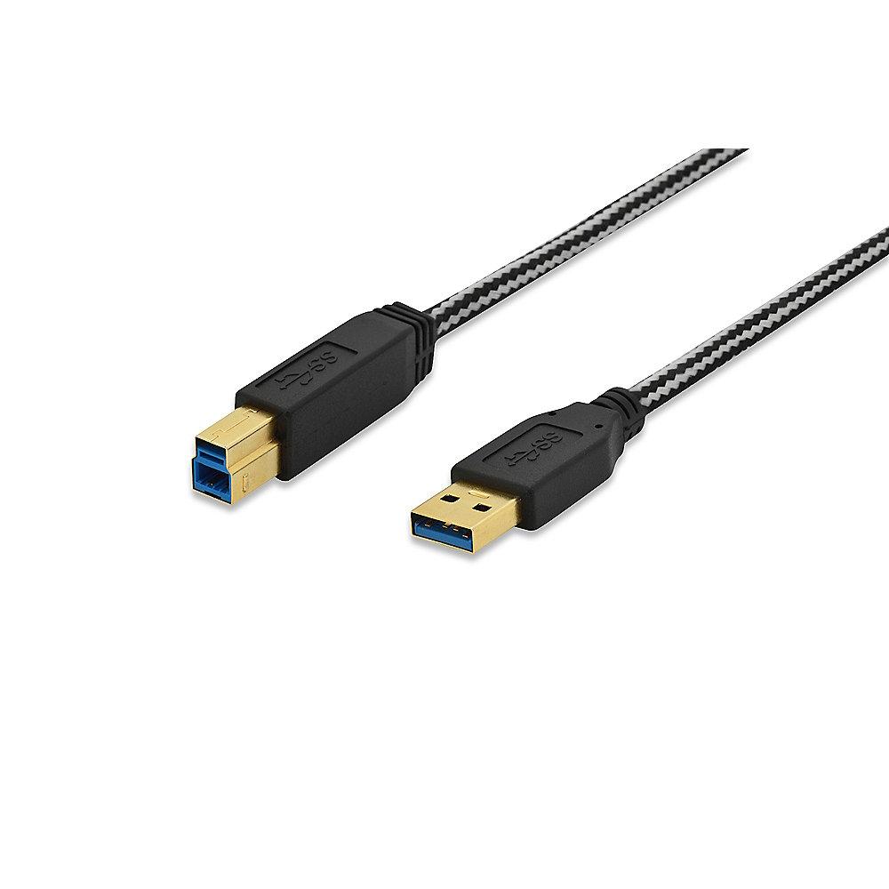 ednet USB 3.0 Anschlusskabel 1,8m A zu B vergoldet St./St. schwarz
