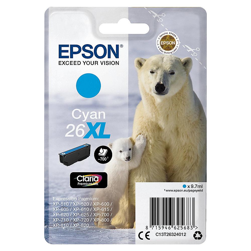 Epson 26XL Original Druckerpatrone Cyan mit hoher Kapazität T2632