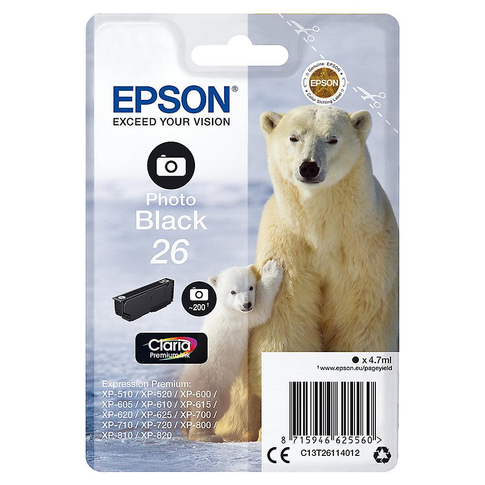 Epson C13T26114012 Druckerpatrone 26 Photo Schwarz Claria Premium Ink