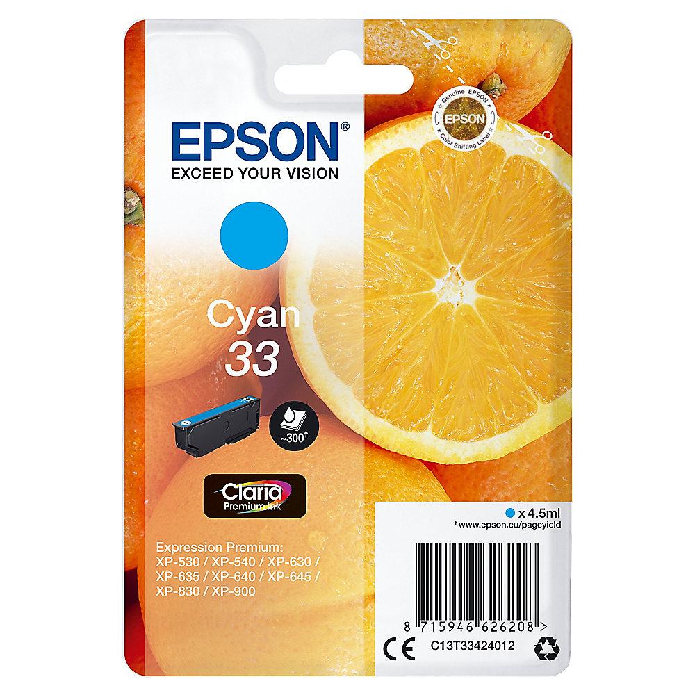 Epson C13T33424012 Druckerpatrone 33 cyan Claria Premium Ink