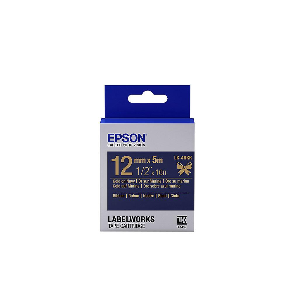 Epson C53S654002 Schriftband LK-4HKK Satinband 12mmx5m gold/marineblau