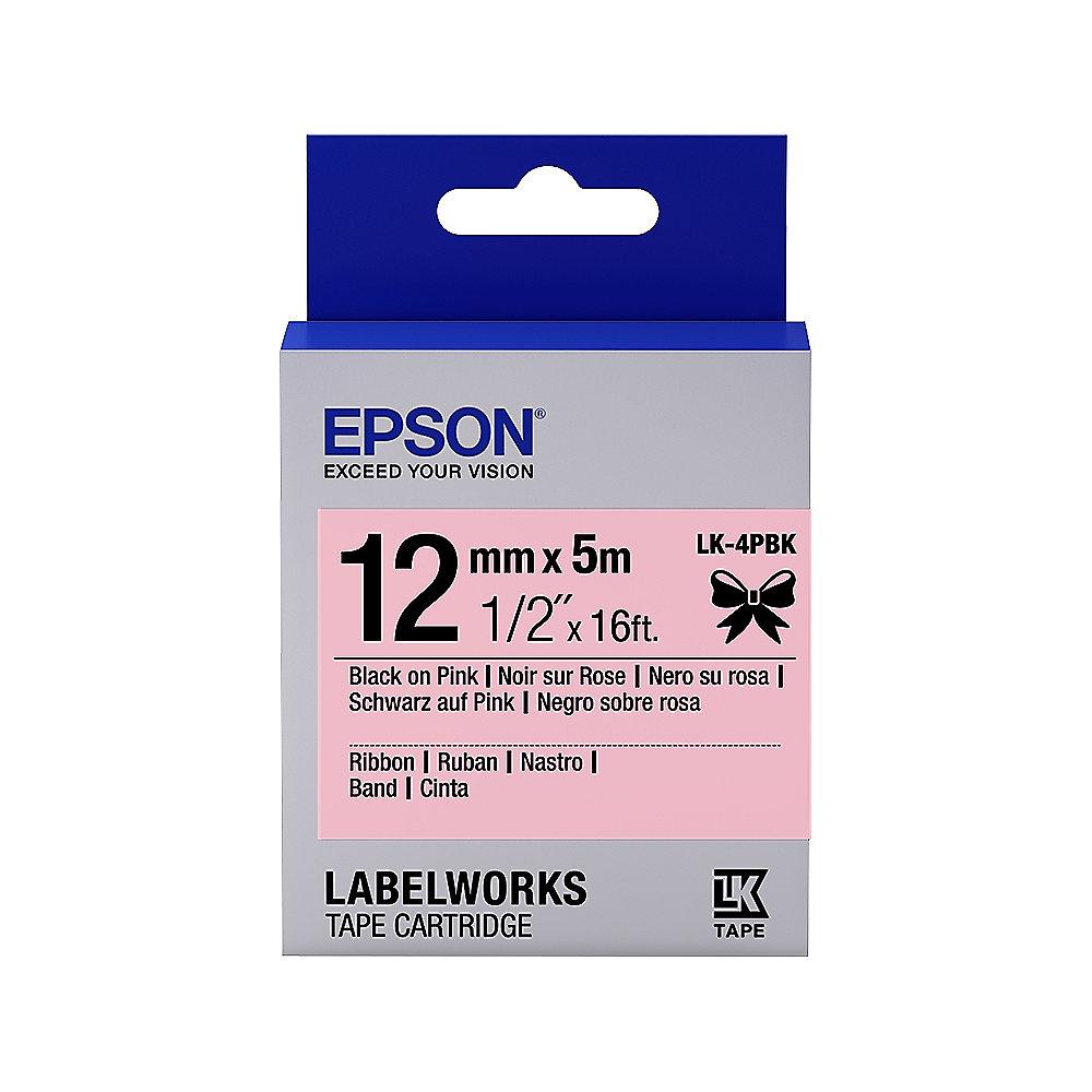 Epson C53S654031 Schriftband LK-4PBK Satinband 12mmx5m schwarz/pink