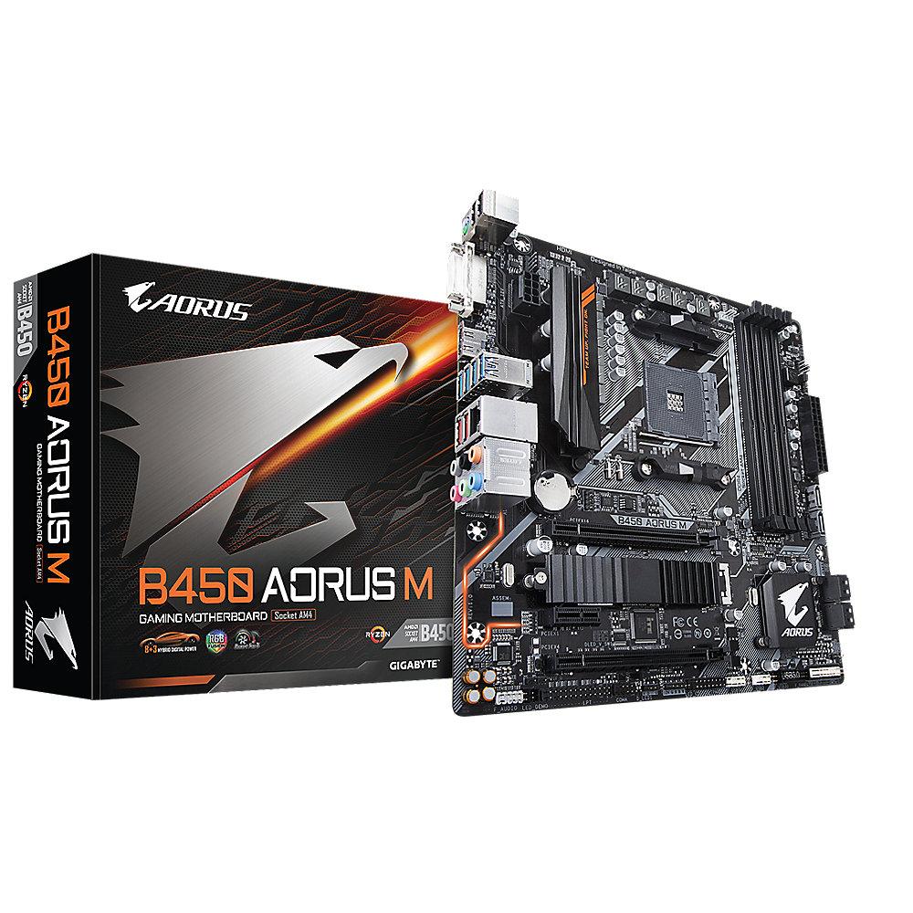Gigabyte B450 AORUS M mATX Mainboard Sockel AM4 M.2/HDMI/DVI