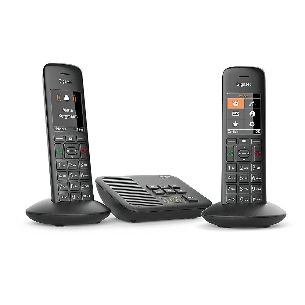 Gigaset C570A Duo schnurloses Festnetztelefon (analog) mit AB, schwarz