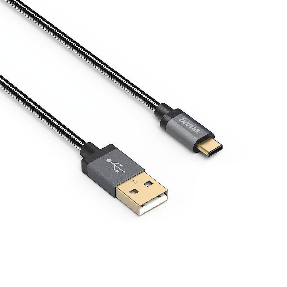 Hama USB 2.0 Adapterkabel 0,75m USB-A zu C Elite vergoldet St./St. anthrazit
