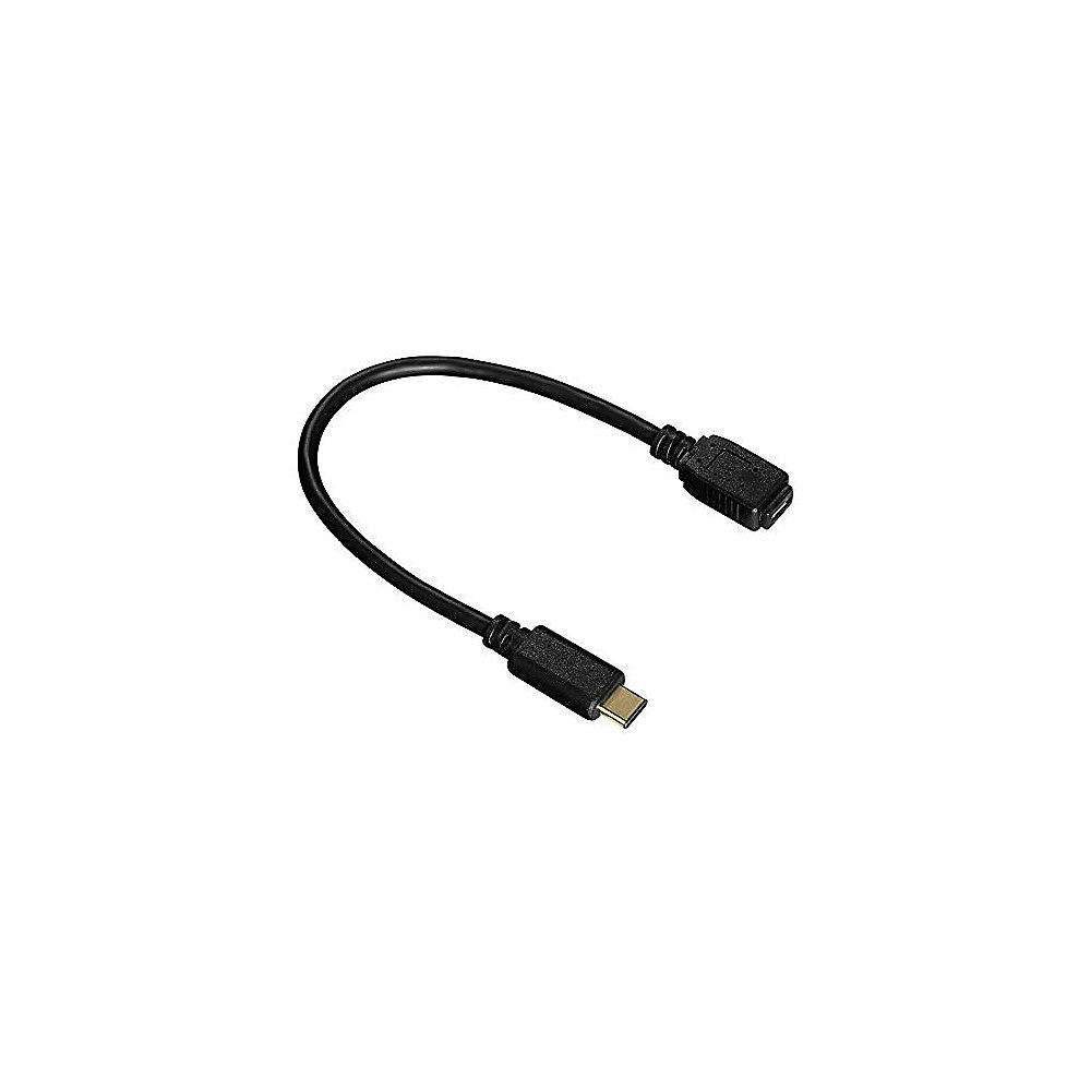 Hama USB 2.0 Kabel 0,15m Typ-C zu micro-B OTG St./Bu. schwarz