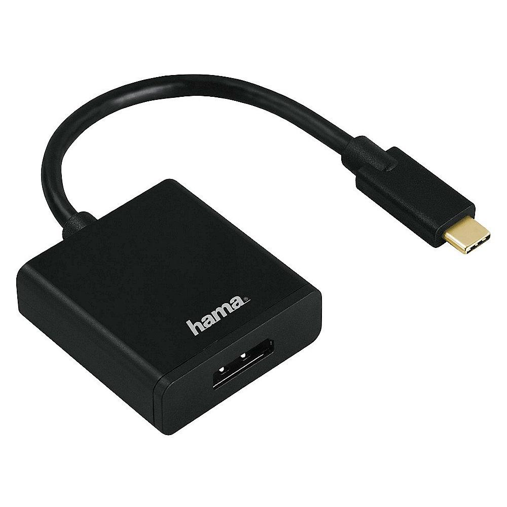 Hama USB-C Adapter Typ-C zu DisplayPort UHD vergoldet St./Bu. schwarz
