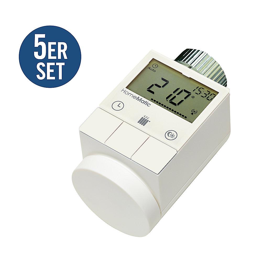 HomeMatic 5er Set 105155 HM-CC-RT-DN Funk-Heizkörperthermostat