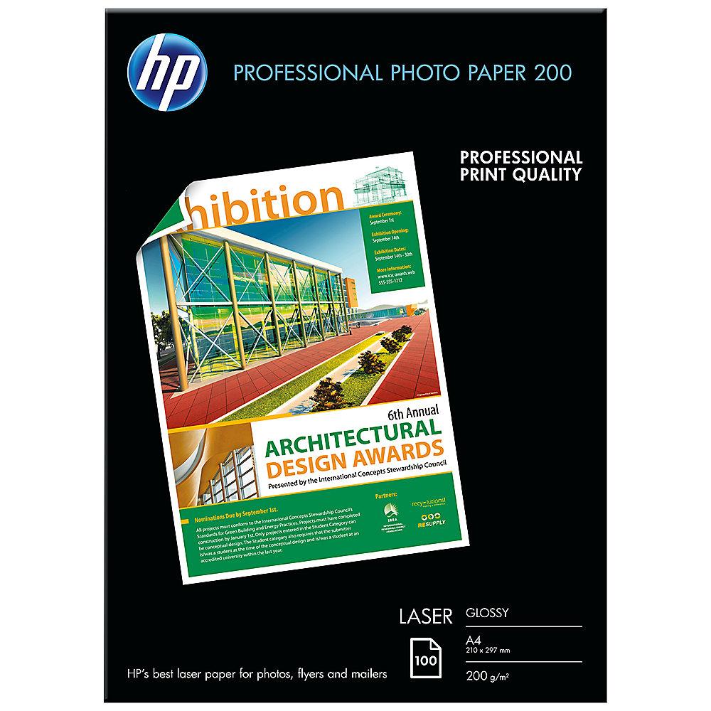HP CG966A Professional Laser-Fotopapier glänzend, 100 Blatt, DIN A4, 200 g/qm