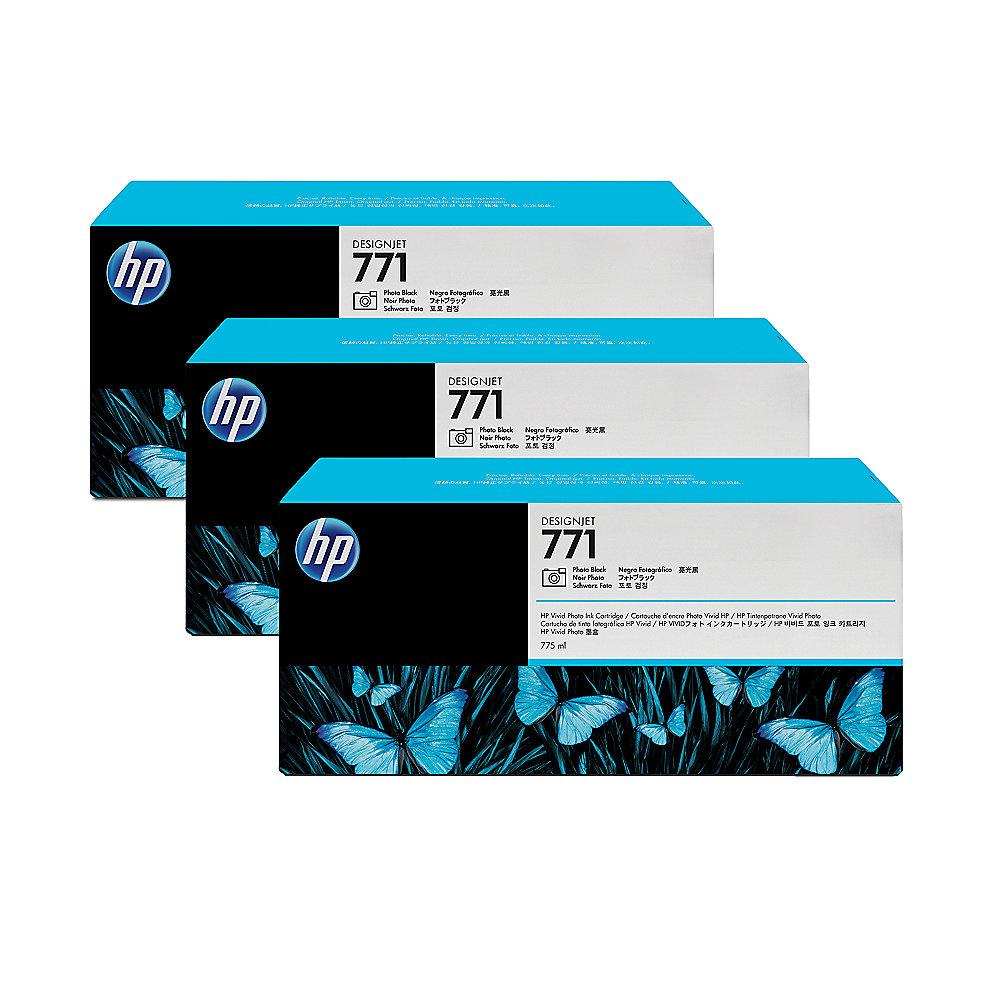 HP CR256A 3x Original Druckerpatrone 771 Foto schwarz