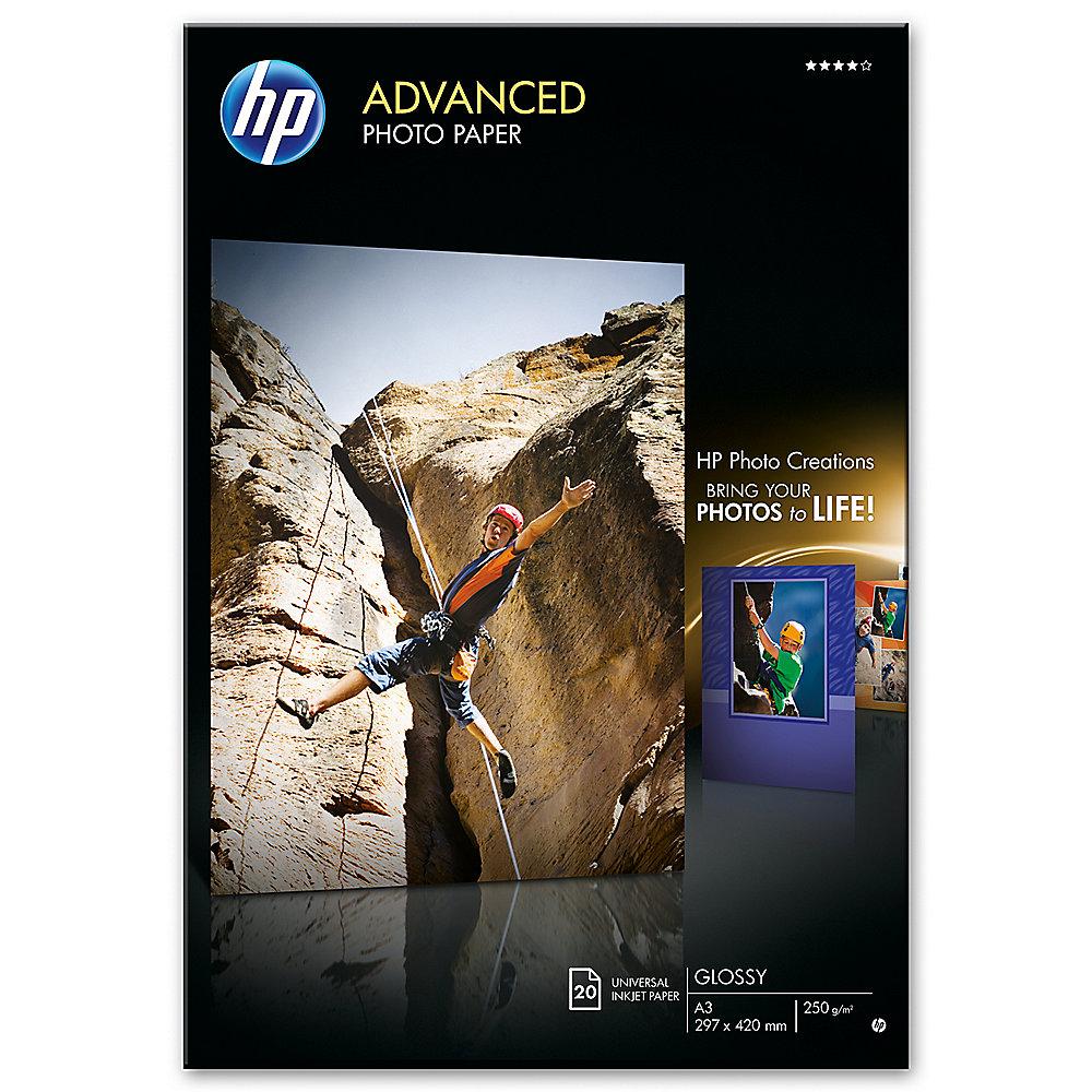 HP Q8697A Advanced Fotopapier hochglänzend, 20 Blatt, DIN A3, 250 g/qm