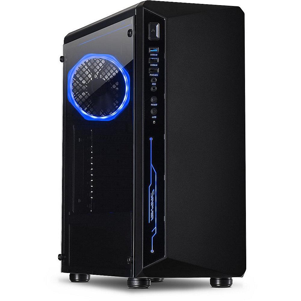 InterTech Saphir Midi Tower ATX Gaming Gehäuse Tempered Glass Seitenfenster