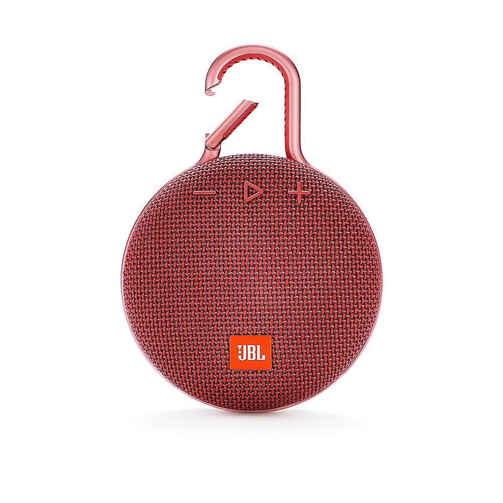 JBL Clip 3 Red Tragbarer Bluetooth-Lautsprecher Rot wasserdicht nach IPX7