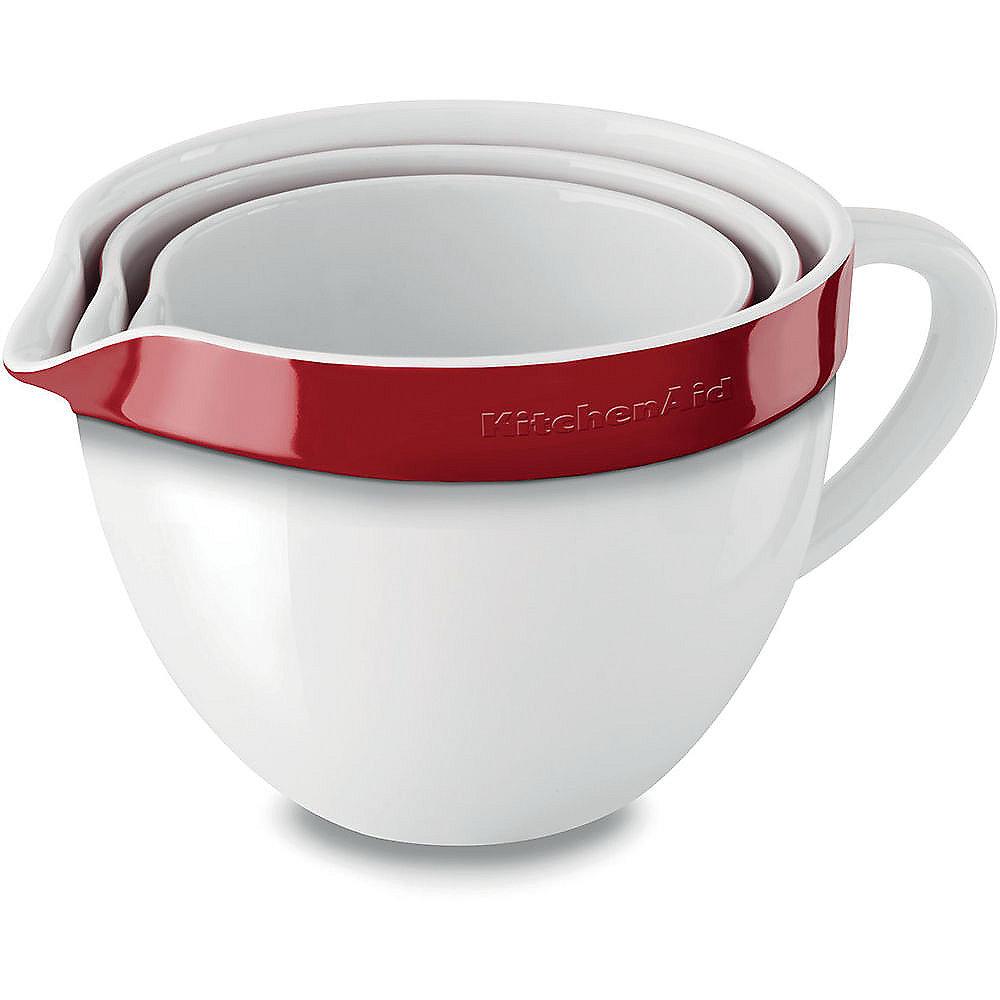 KitchenAid KBLR03NBER Rührschüssel-Set, 3-tlg. aus Vitrokeramik, empire rot