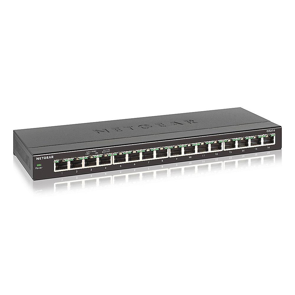 Netgear GS316 16x Gigabit Switch 10/100/1000MBit Metallgehäuse GS316-100PES