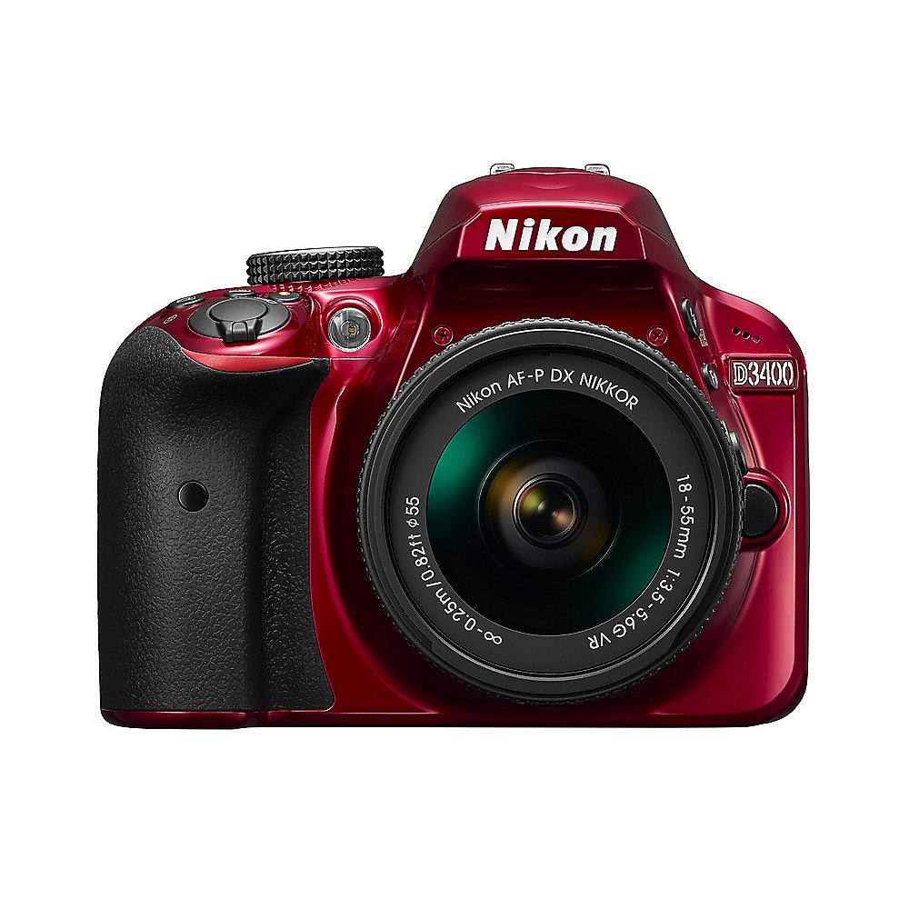 Nikon D3400 Kit AF-P DX 18-55mm f/3.5-5.6G VR Spiegelreflexkamera rot
