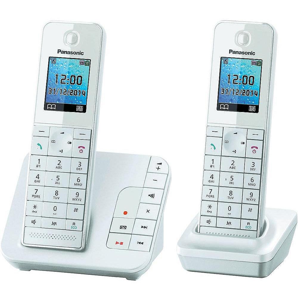 Panasonic KX-TGH222GW Duo schnurloses Festnetztelefon(analog)mit AB, weiß