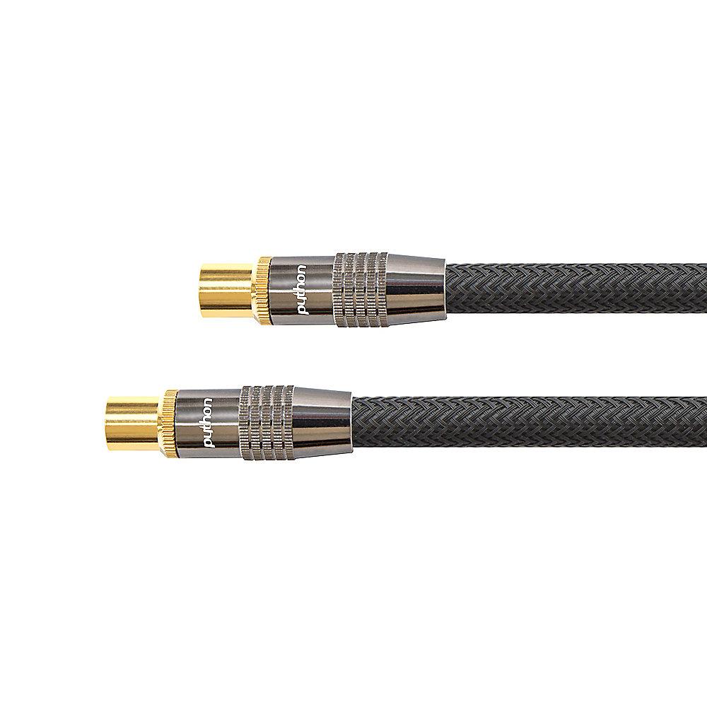 PYTHON SAT Antennenkabel 10m Koax zu Koax 120db 75Ω vergoldet St./Bu. schwarz