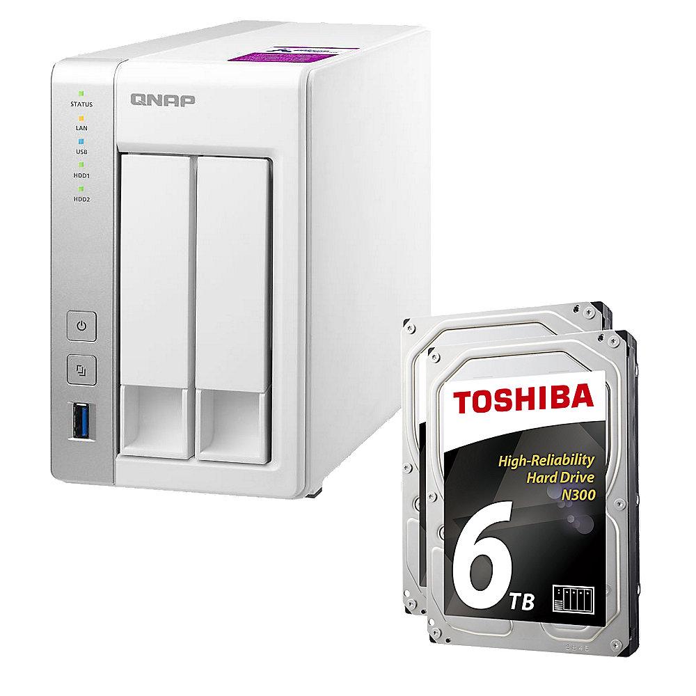QNAP TS-231P2-1G NAS System 2-Bay 12TB inkl. 2x 6TB Toshiba HDWN160UZSVA