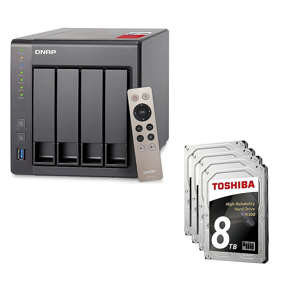 QNAP TS-451 -2G NAS System 4-Bay 32TB inkl. 4x 8TB Toshiba HDWN180UZSVA