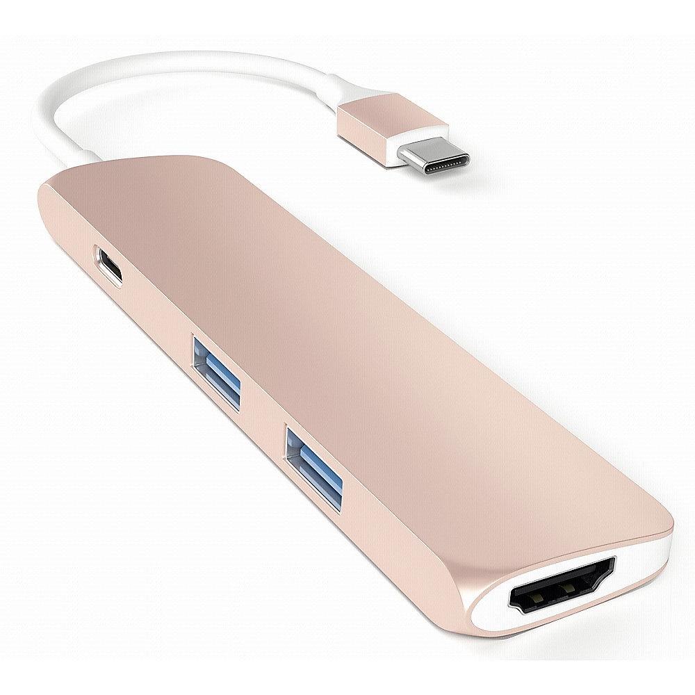 Satechi USB3.0 Typ C Stecker auf 1x HDMI 2x USB Typ A Hub Adapter rose gold, Satechi, USB3.0, Typ, C, Stecker, 1x, HDMI, 2x, USB, Typ, A, Hub, Adapter, rose, gold